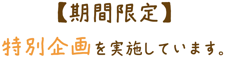 期間限定、特別企画を実施しています。